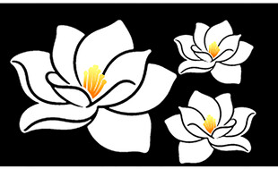 矢量图三朵简约风格白色莲花图案