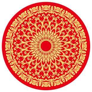 红色精美传统花纹圆形图案
