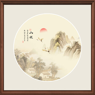圆形意境中式山水挂画