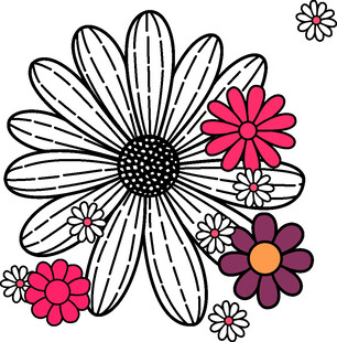 手绘多彩花朵图案