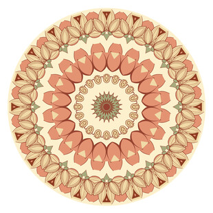 复古风圆形数码印花图案