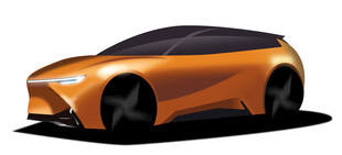 未来感橙色概念汽车PS绘制源件