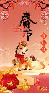 喜庆春节小牛贺岁插画