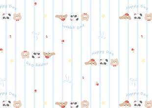 可爱卡通动物条纹图案布料