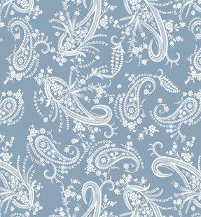 蓝底白色佩斯利花纹图案