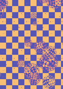 蓝黄格子图案背景纹理