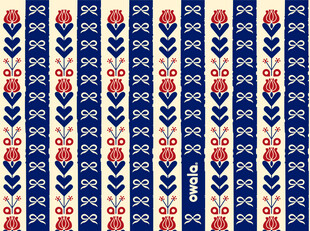 蓝白红几何花卉纹样图案