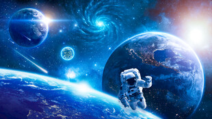 外太空宇航员星球银河黑洞背景墙