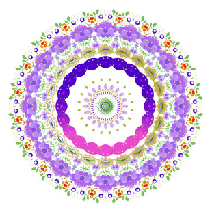 多彩花卉曼陀罗图案