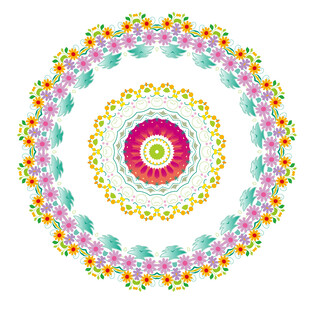 多彩圆形花纹装饰图案