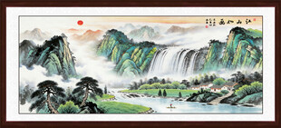 中式山水国画风景图