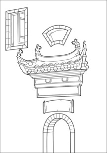 中式传统建筑构件线稿图 矢量图