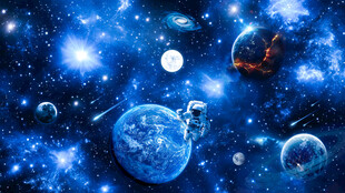 宇宙星球太空宇航员星空银河背景