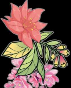 手绘多彩花 黑底下有牛仔底纹