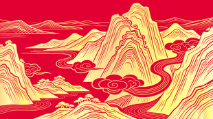 中式红金千里江山图