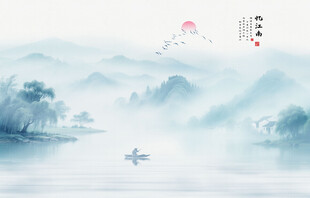 忆江南山水背景图