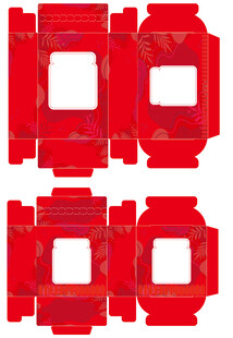 红色纸盒包装展开图