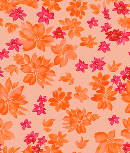 橙粉花卉图案背景纹理