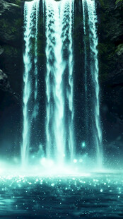 梦幻蓝调瀑布景观