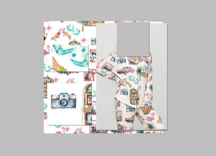 卡通车辆与物品无缝图案