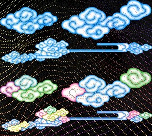多彩中式云纹图案设计元素