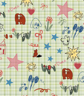 可爱卡通格子  可改色