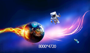 太空探索中的地球与飞船