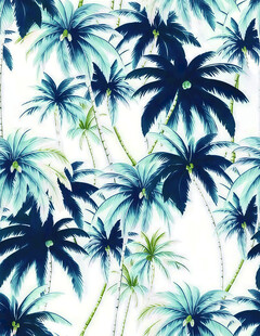 蓝绿棕榈叶图案背景