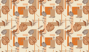 几何图案复古风背景图 热带树叶