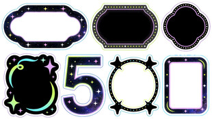 多彩数字与边框装饰元素