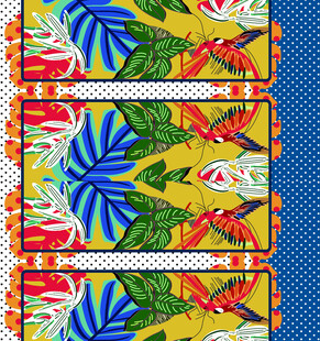 多彩热带风几何图案面料
