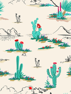 沙漠仙人掌风景插画