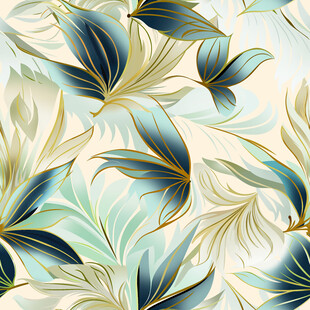 清新叶纹花卉图案背景