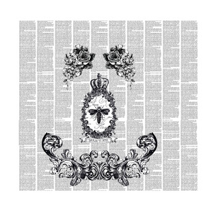 复古花纹中的神秘面具图案