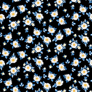 黑色背景小雏菊碎花图案
