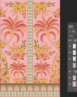 粉色花卉植物图案设计