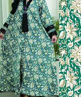 复古绿白花卉图案纹理