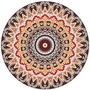 精美复古风圆形花纹地毯