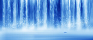 蓝色梦幻瀑布景观背景图