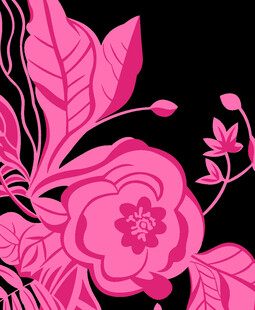 粉色花卉黑色背景图案