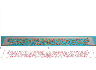 镂空洋花底座牙板裙板精雕图灰度