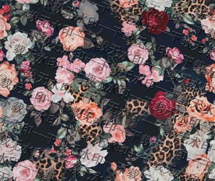 花卉豹纹拼接
