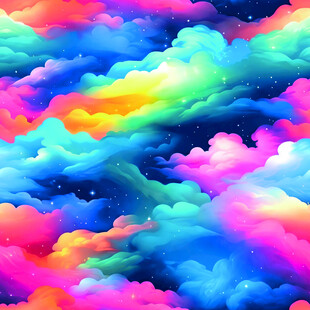 梦幻多彩云朵背景图