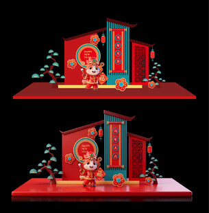 中式新年场景美陈模型