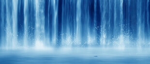 流水生财瀑布山水风景幕墙