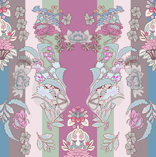 复古花卉几何拼接图案