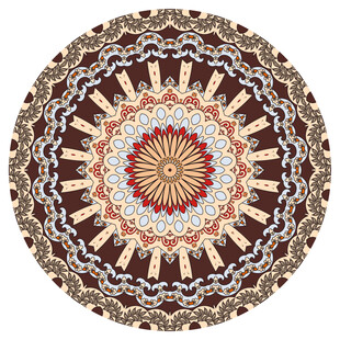 圆形复古花纹图案设计