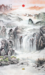 竖幅玄关山水画 