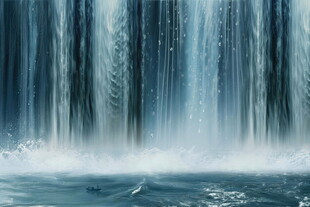 蓝色瀑布背景图