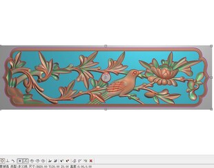 横板抽屉花鸟围板背板精雕图灰度